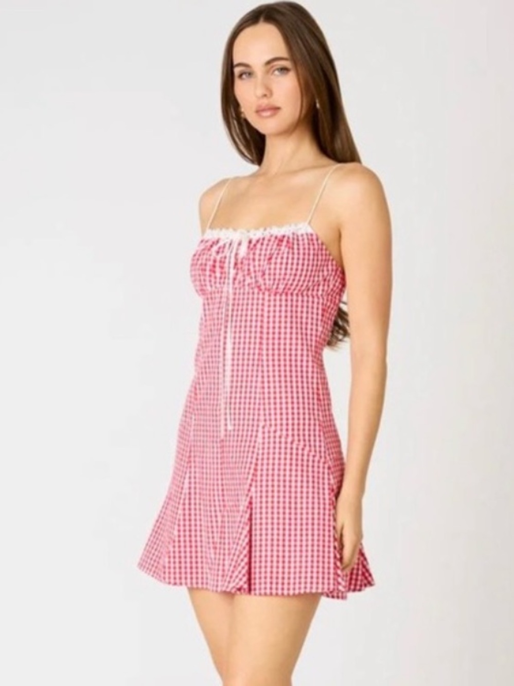 NWOT Gingham Milkmaid Mini Dress - Picture 2 of 6